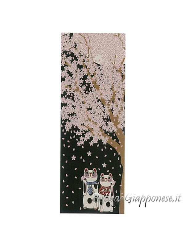 Tenugui art flowers sakura maneki neko