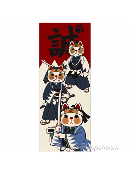 Tenugui art fuku neko samurai