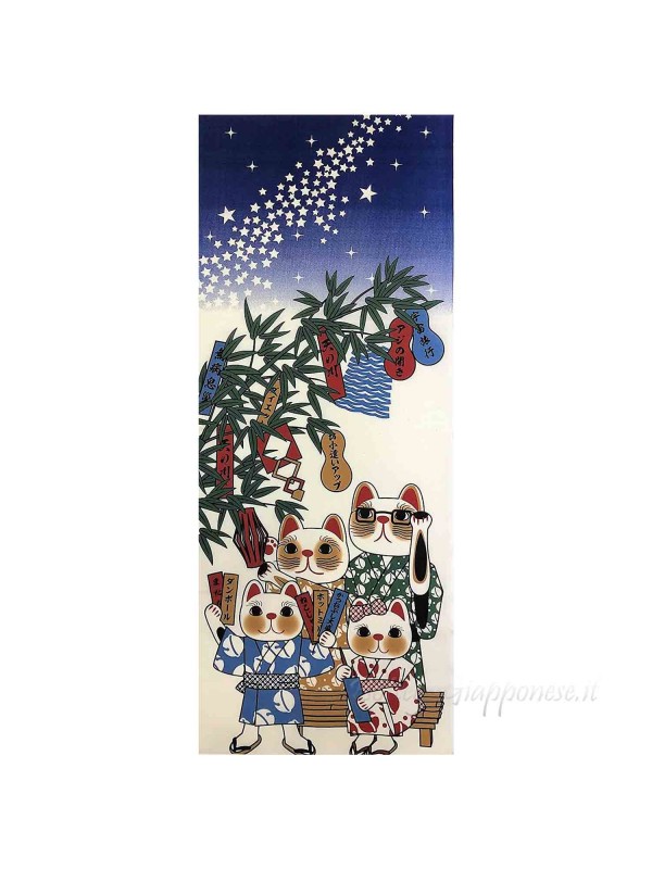 Tenugui art fuku neko tanabata