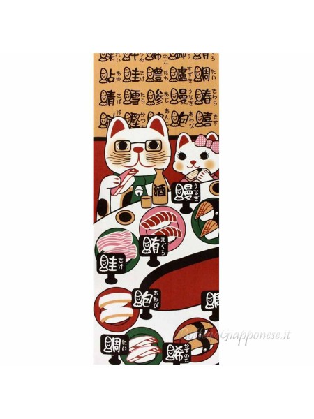 Tenugui art fuku neko kaiten sushi