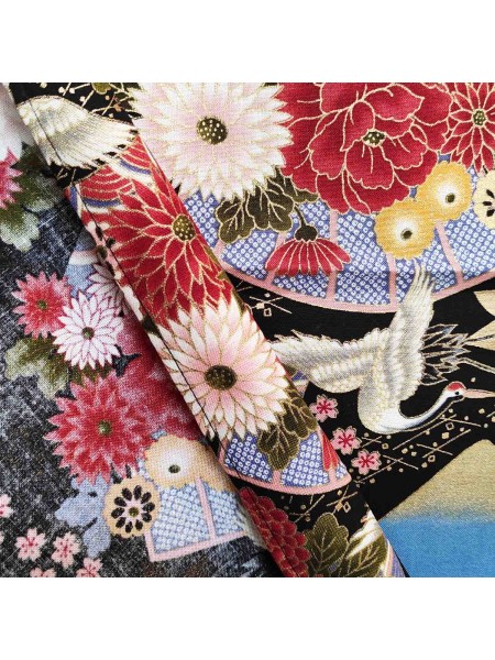 Furoshiki with fujisan crane motif (100cm)