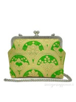 Silk handbag with shoulder chain