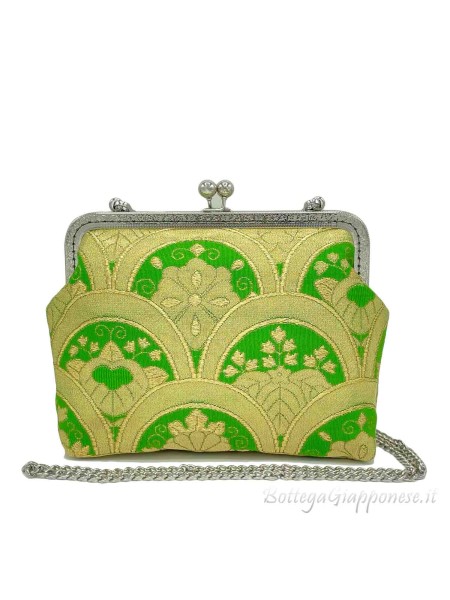 Silk handbag with shoulder chain