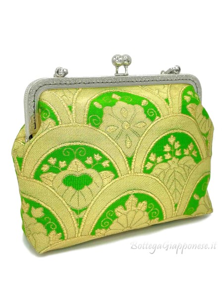 Silk handbag with shoulder chain