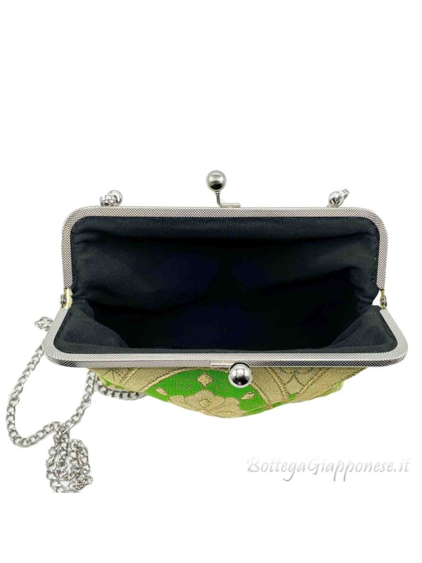 Silk handbag with shoulder chain