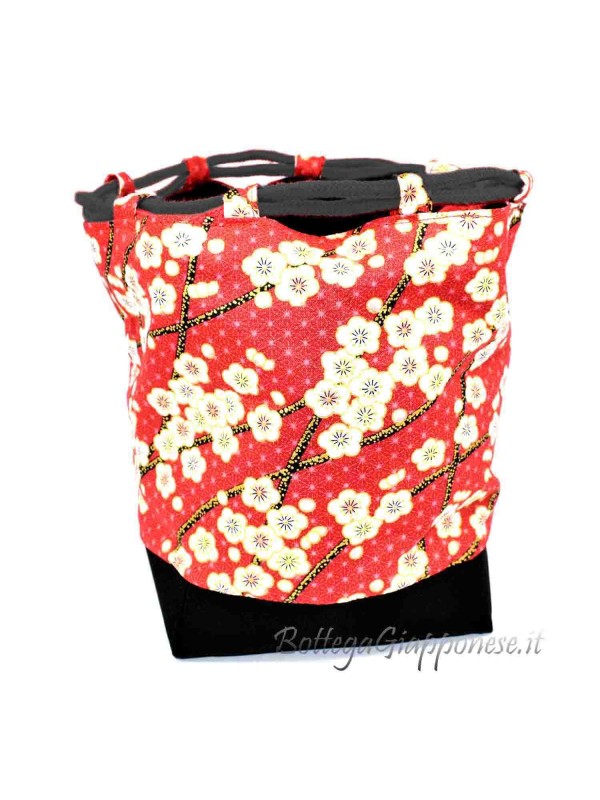 Kinchaku red sakura handbag