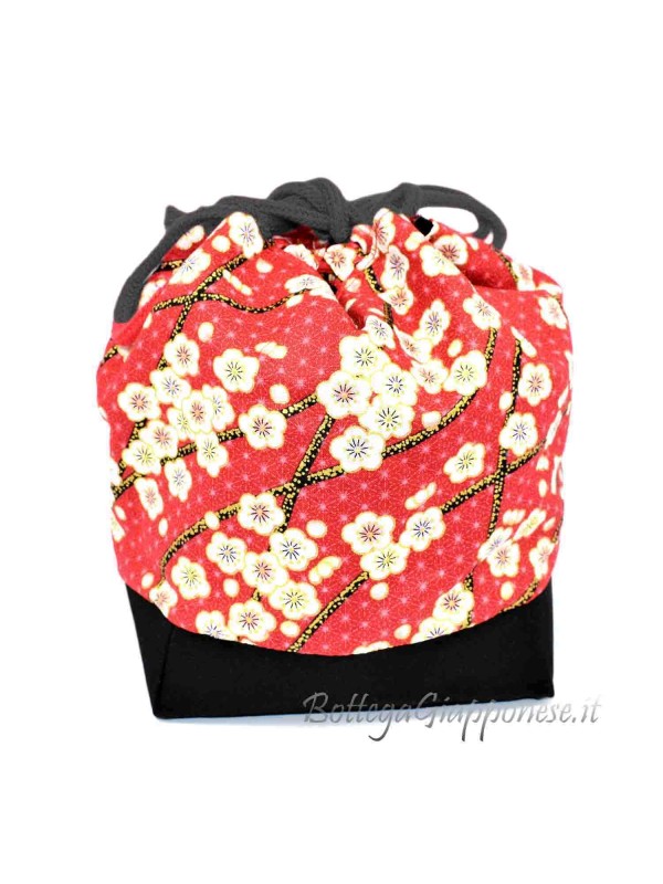 Kinchaku red sakura handbag