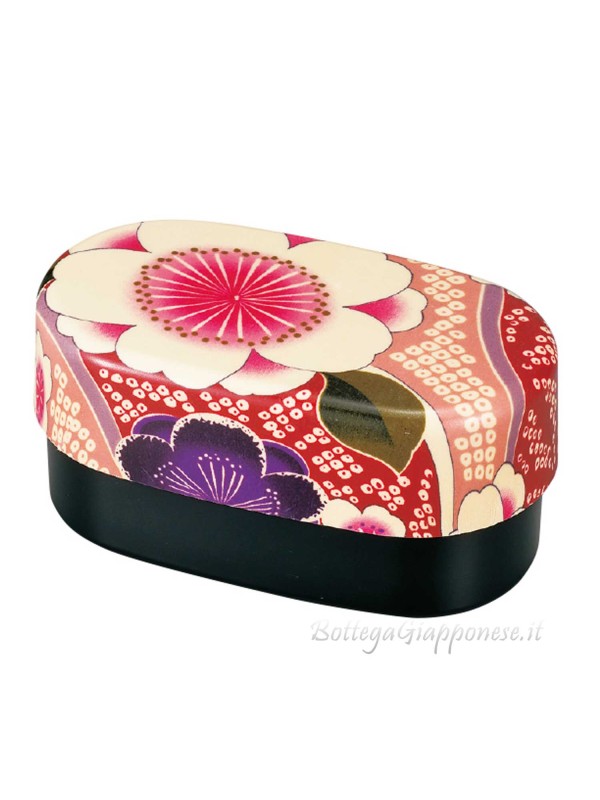 Bento box in cherry blossom lacquered fabric