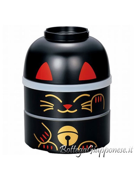 Bento maneki neko black Large