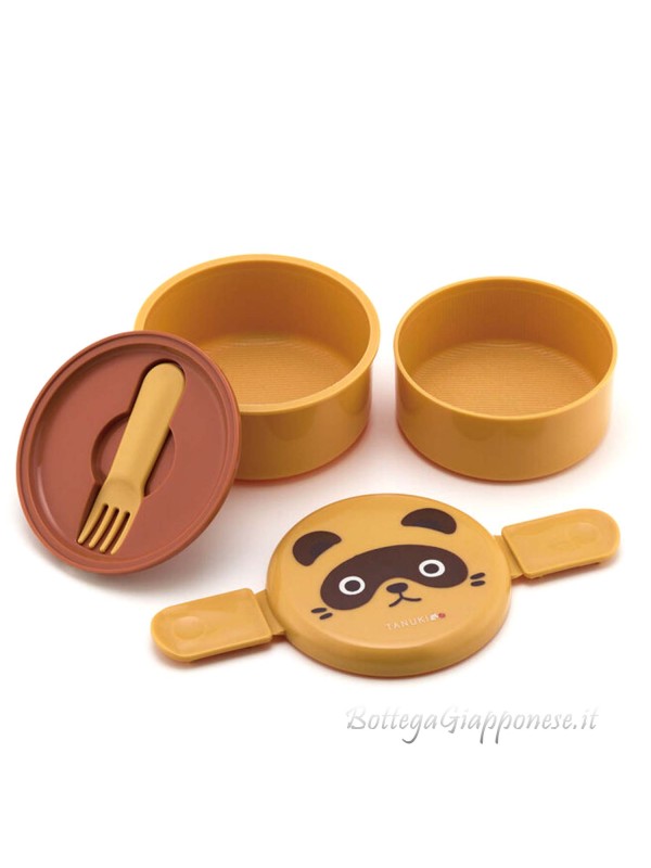 Small round bento 2 layers Tanuki