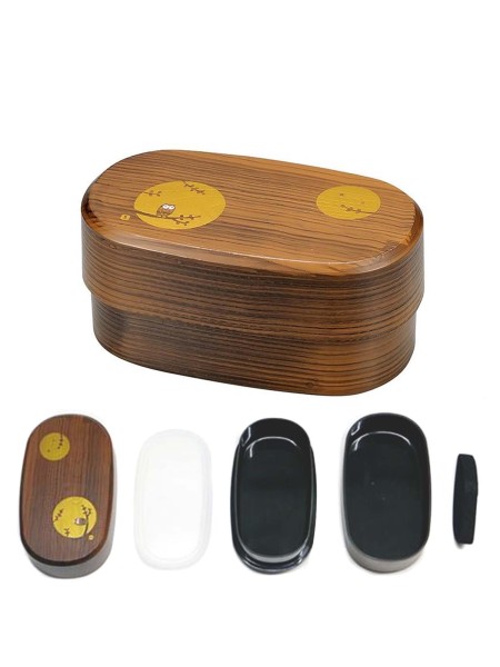 Bento box Owl wood grain