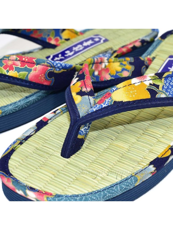 Zori flip flops blue Japanese natural sandals