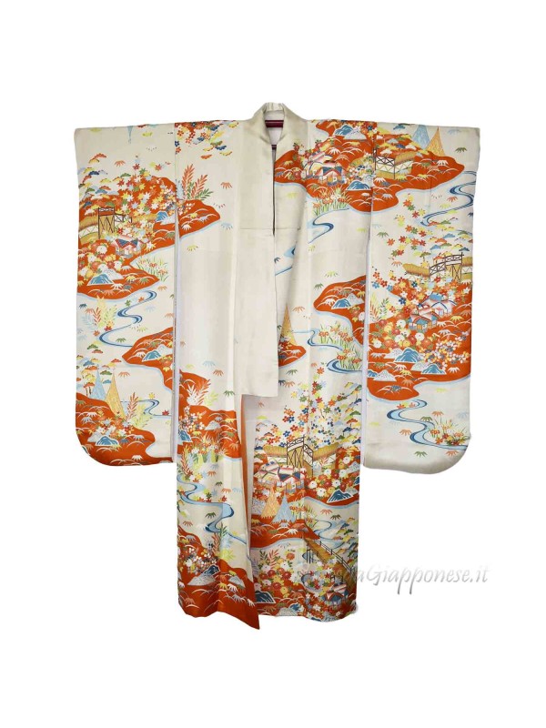 Furisode Momiji silk kimono