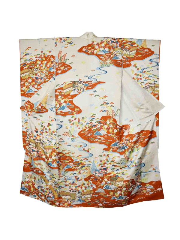 Furisode Momiji silk kimono