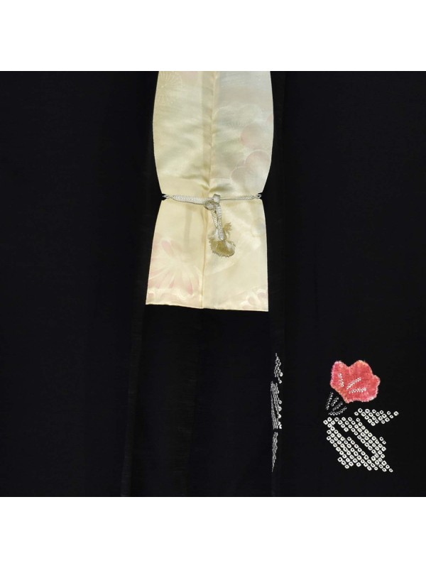 Haori silk kimono jacket with embroidery