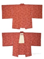 Haori brick red silk kimono jacket