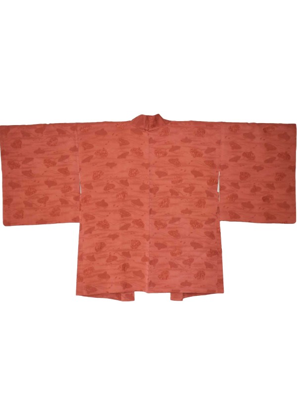 Haori brick red silk kimono jacket