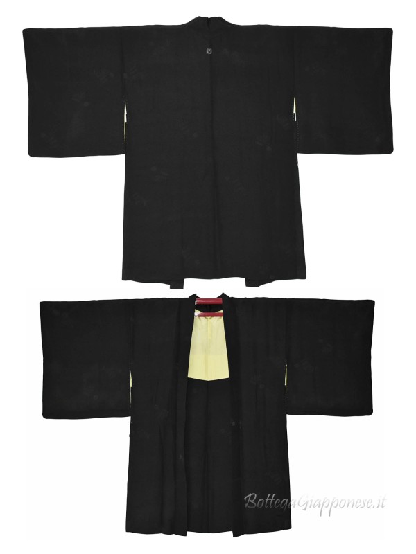 Haori kamon and momiji silk kimono jacket