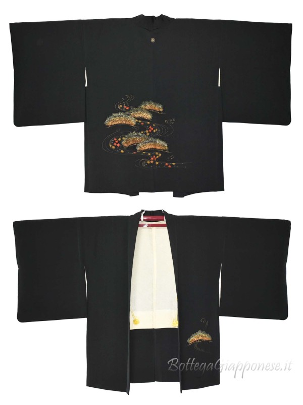 Haori kimono jacket painted moss