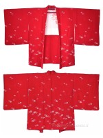 Haori red silk kimono jacket momiji