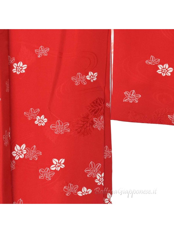 Haori red silk kimono jacket momiji