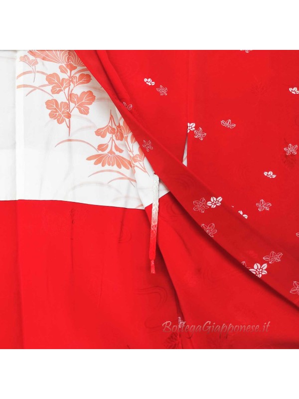 Haori red silk kimono jacket momiji