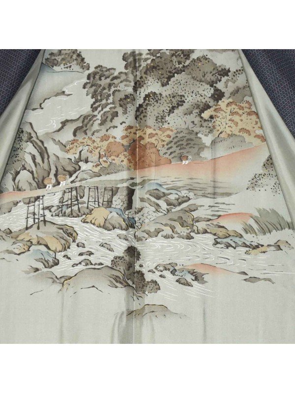 Haori jacket kimono silk mountain landscape