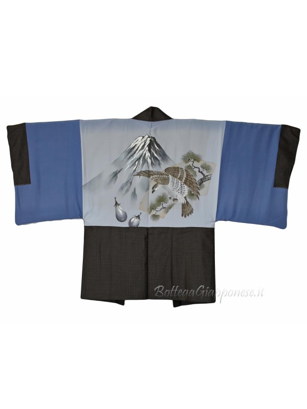 Haori jacket kimono men silk hawk