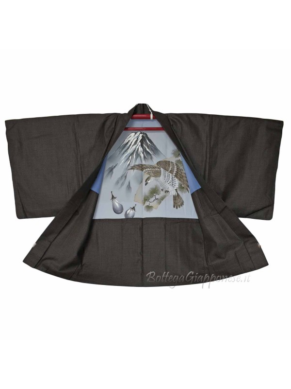 Haori jacket kimono men silk hawk