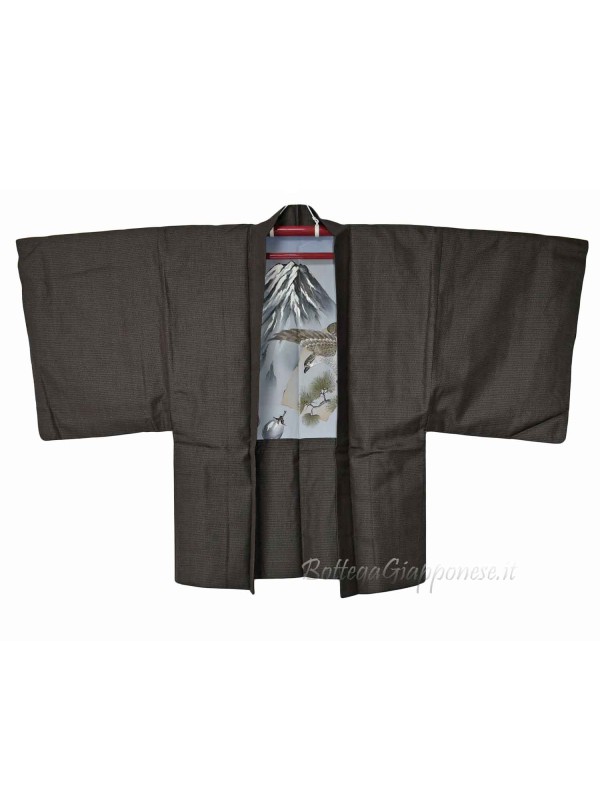 Haori jacket kimono men silk hawk