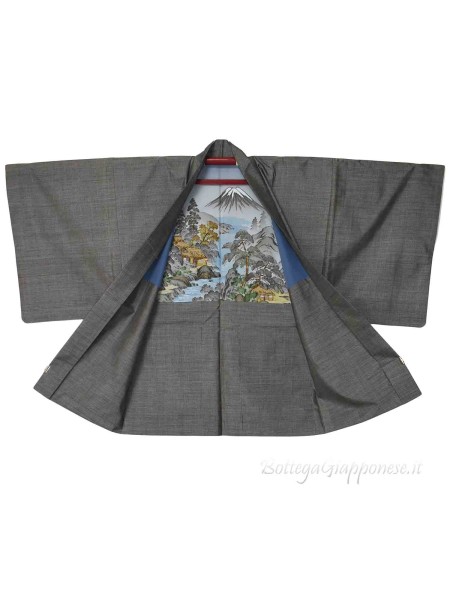 Haori jacket kimono men silk Fuji