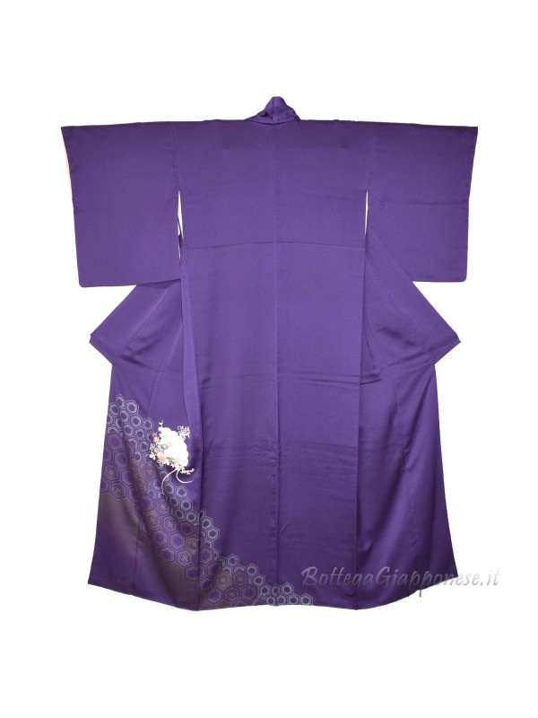 Houmongi silk kimono Murasaki ougi