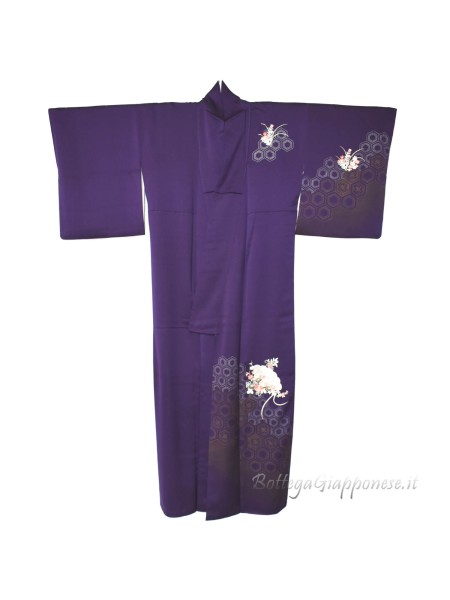 Houmongi silk kimono Murasaki ougi