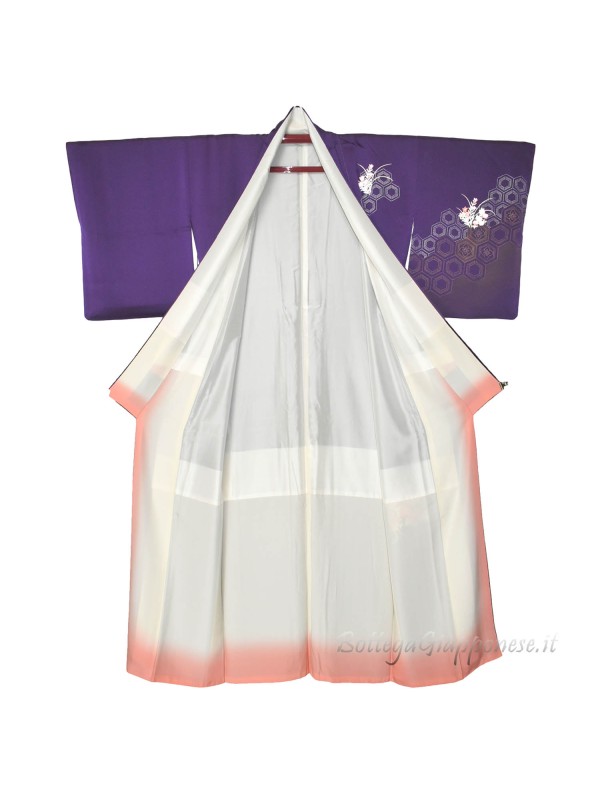 Houmongi silk kimono Murasaki ougi