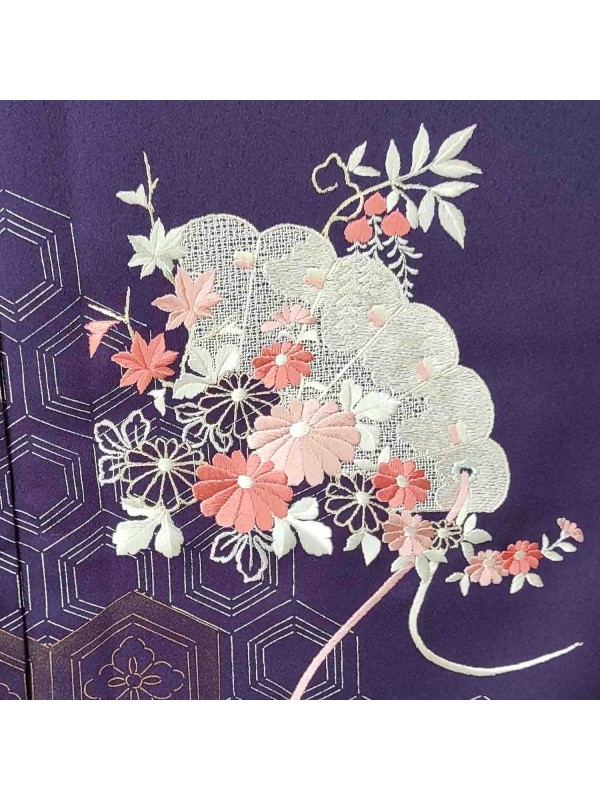 Houmongi silk kimono Murasaki ougi