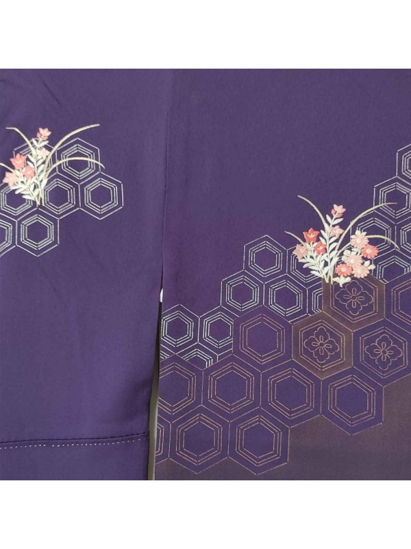 Houmongi silk kimono Murasaki ougi