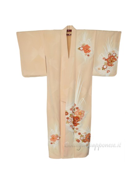 Houmongi kimono silk damask and embroidery