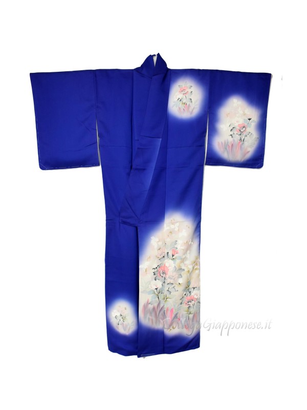 Houmongi blue silk kimono with sparkles