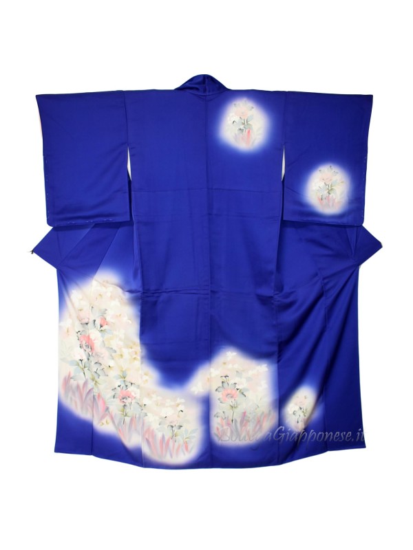 Houmongi blue silk kimono with sparkles