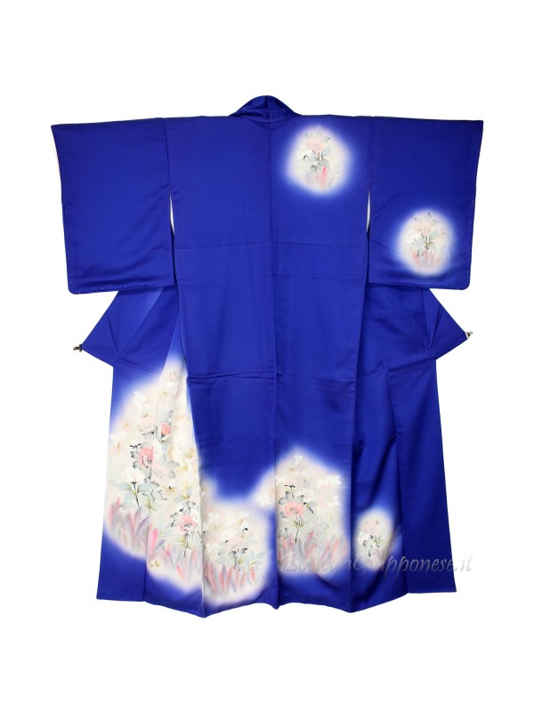 Houmongi blue silk kimono with sparkles