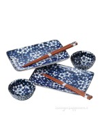 Sushi box set x2 blue sakura plats and bowls