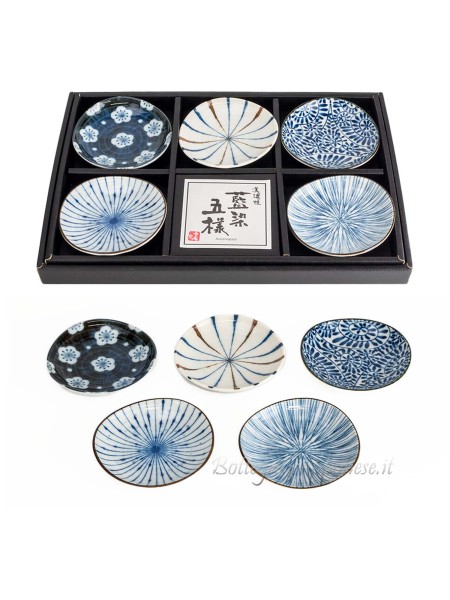 Set Indigo Sushi Box Saucers (5 pcs)