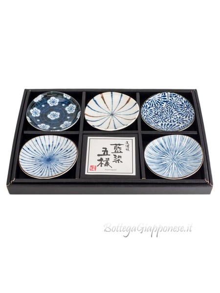 Set Indigo Sushi Box Saucers (5 pcs)