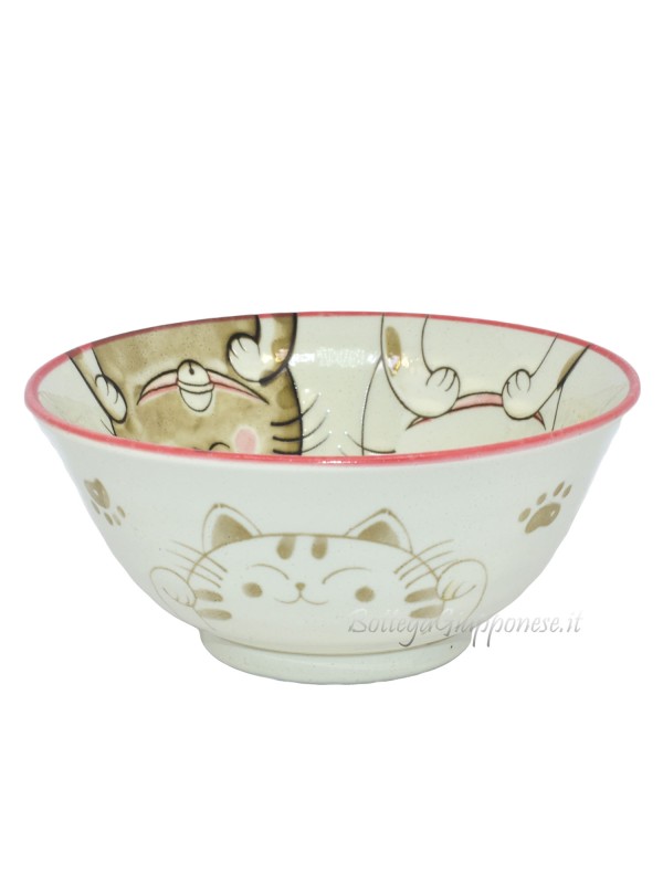 Bowl with neko faces (15x7cm pink)