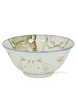 Bowl with neko faces (15x7cm blue)