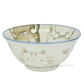 Bowl with neko faces (15x7cm blue)