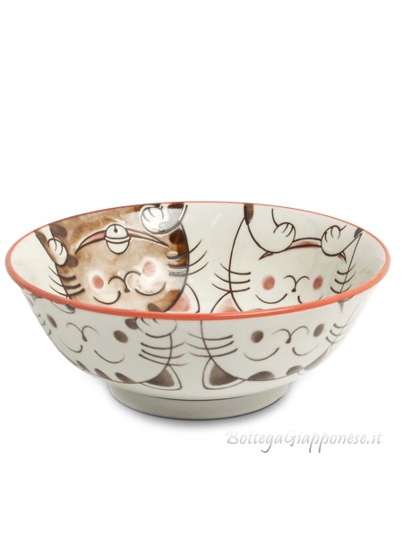 Bowl with smiling cats design (19.5x7cm) R