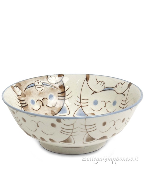 Bowl with smiling cats design (19.5x7cm) B