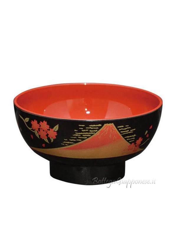 Bowl black lacquered Fuji