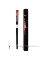 Hashi chopsticks with red yuzen set case